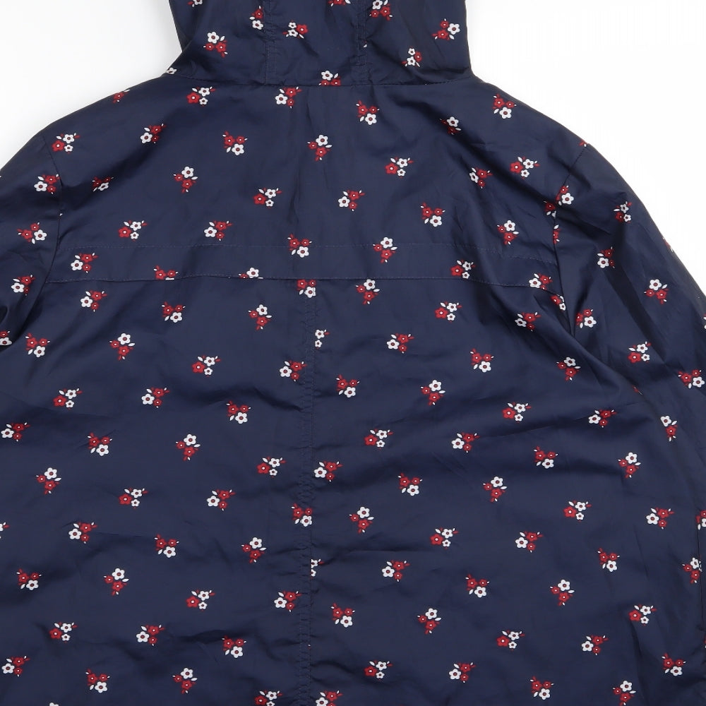M&S Womens Blue Floral  Rain Coat Coat Size L