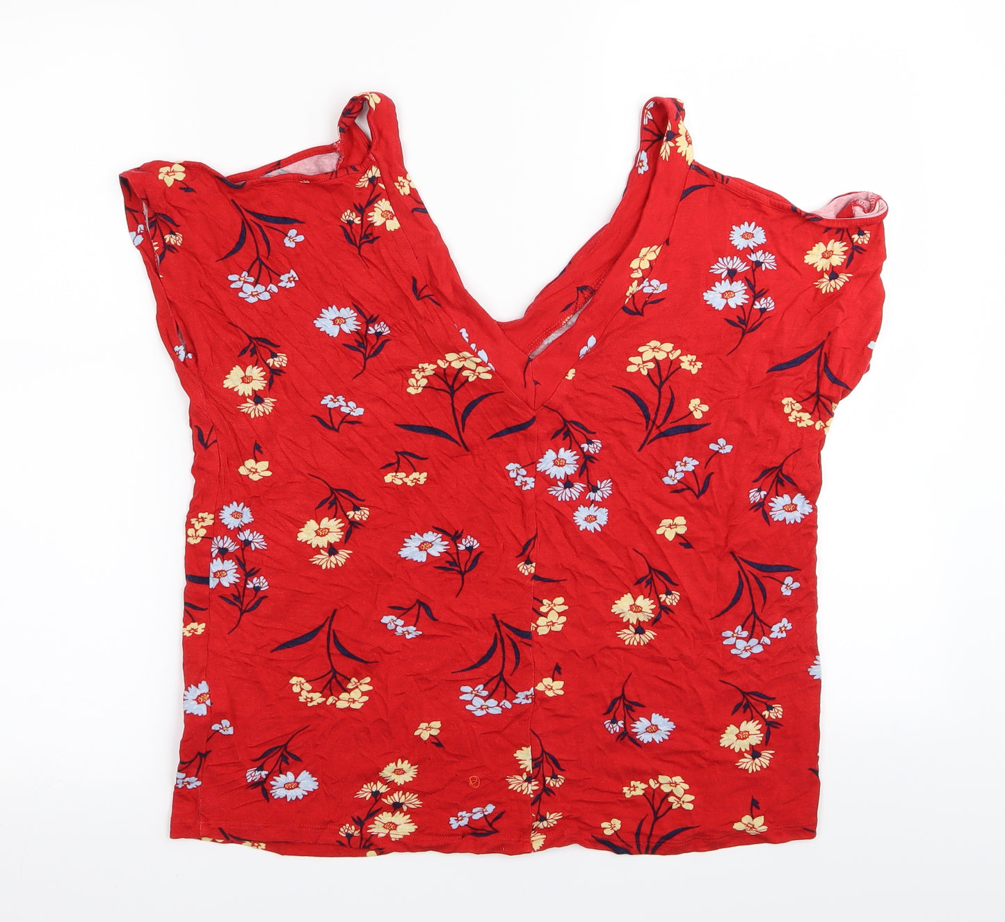F&F Womens Red Floral  Basic T-Shirt Size 8