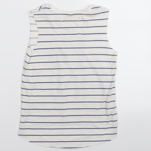 River Island Girls White Striped  Basic Tank Size 7-8 Years