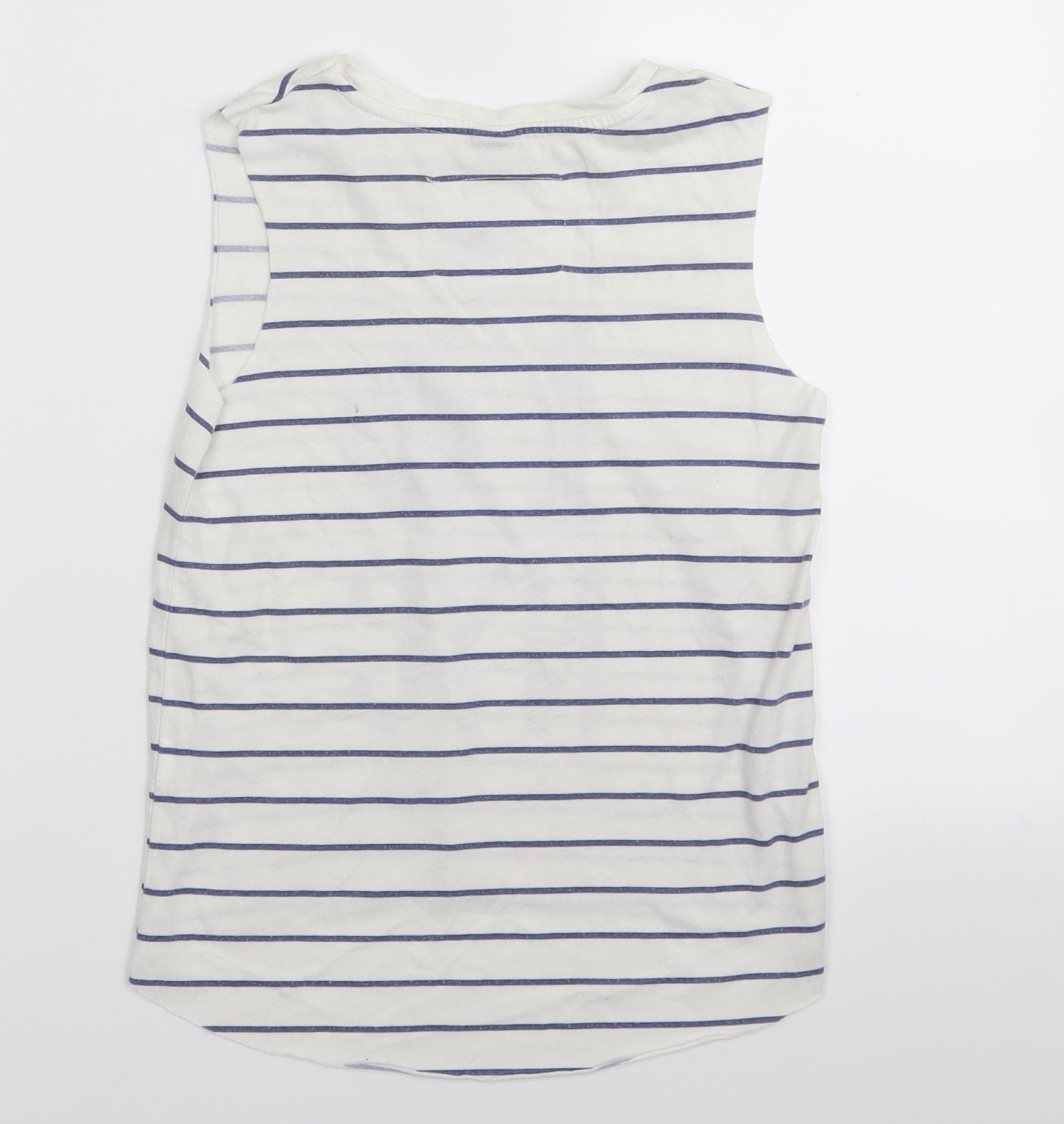 River Island Girls White Striped  Basic Tank Size 7-8 Years
