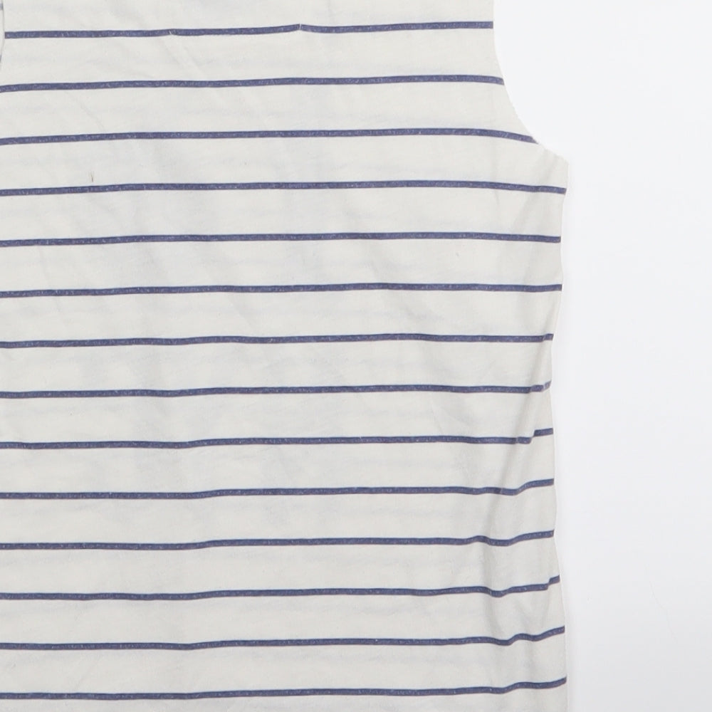 River Island Girls White Striped  Basic Tank Size 7-8 Years