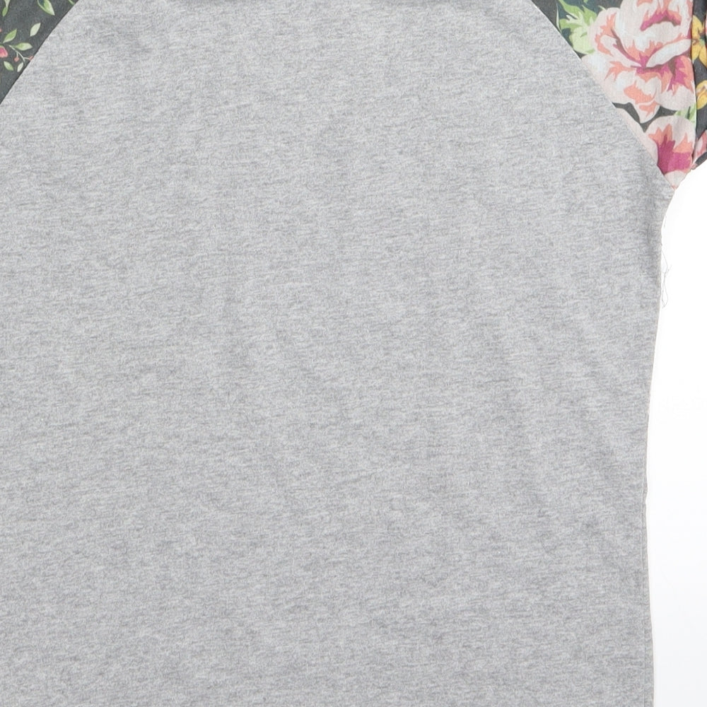 yd Girls Grey Floral  Basic T-Shirt Size 9-10 Years