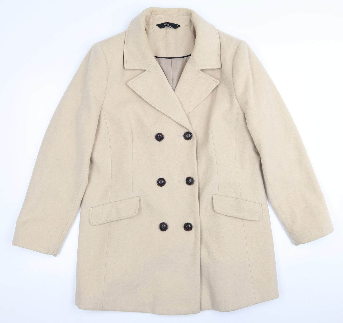 bm Collection Womens Beige   Overcoat Coat Size 16