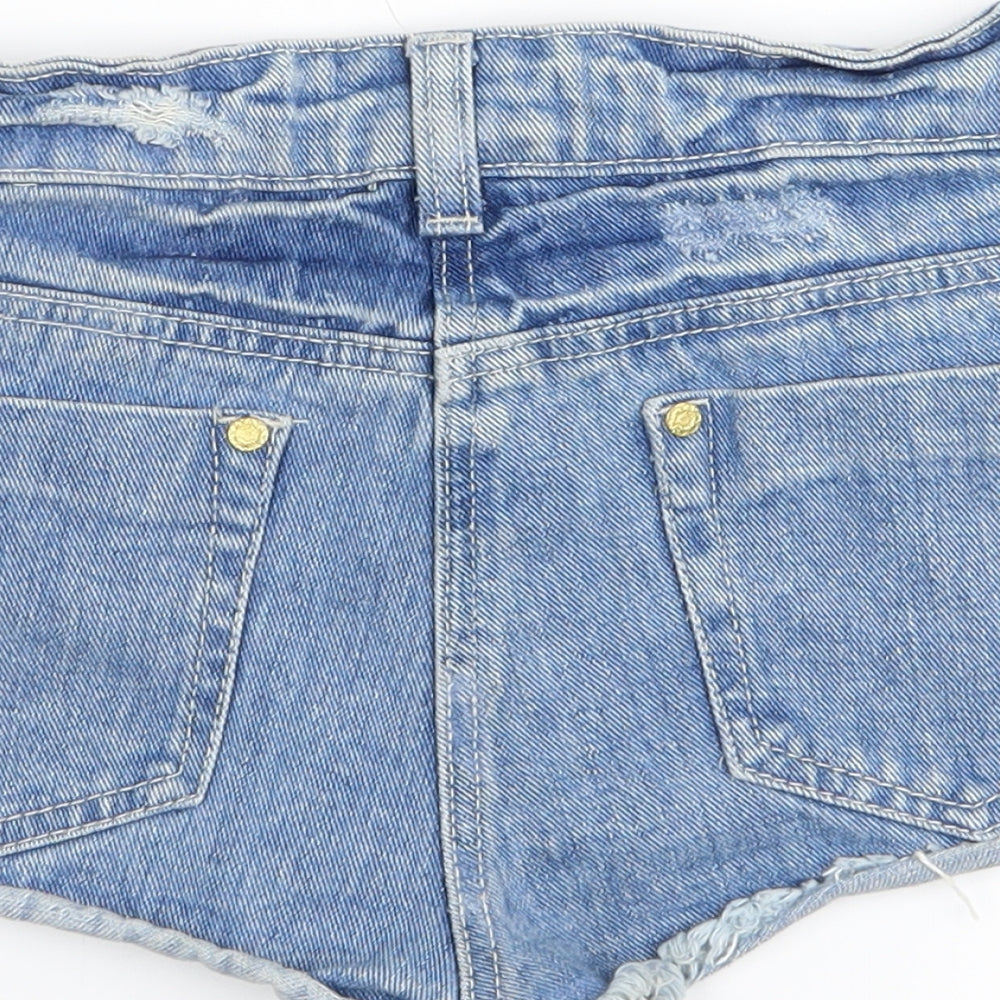 denim and co Womens Blue Geometric Denim Hot Pants Shorts Size 8