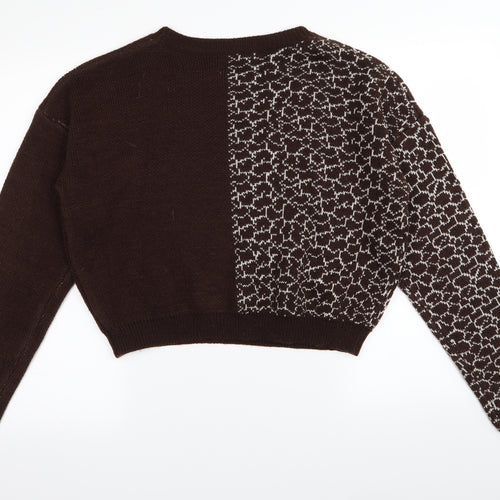 SheIn Womens Brown Geometric  Pullover Jumper Size S