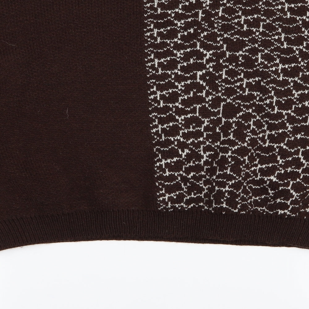 SheIn Womens Brown Geometric  Pullover Jumper Size S