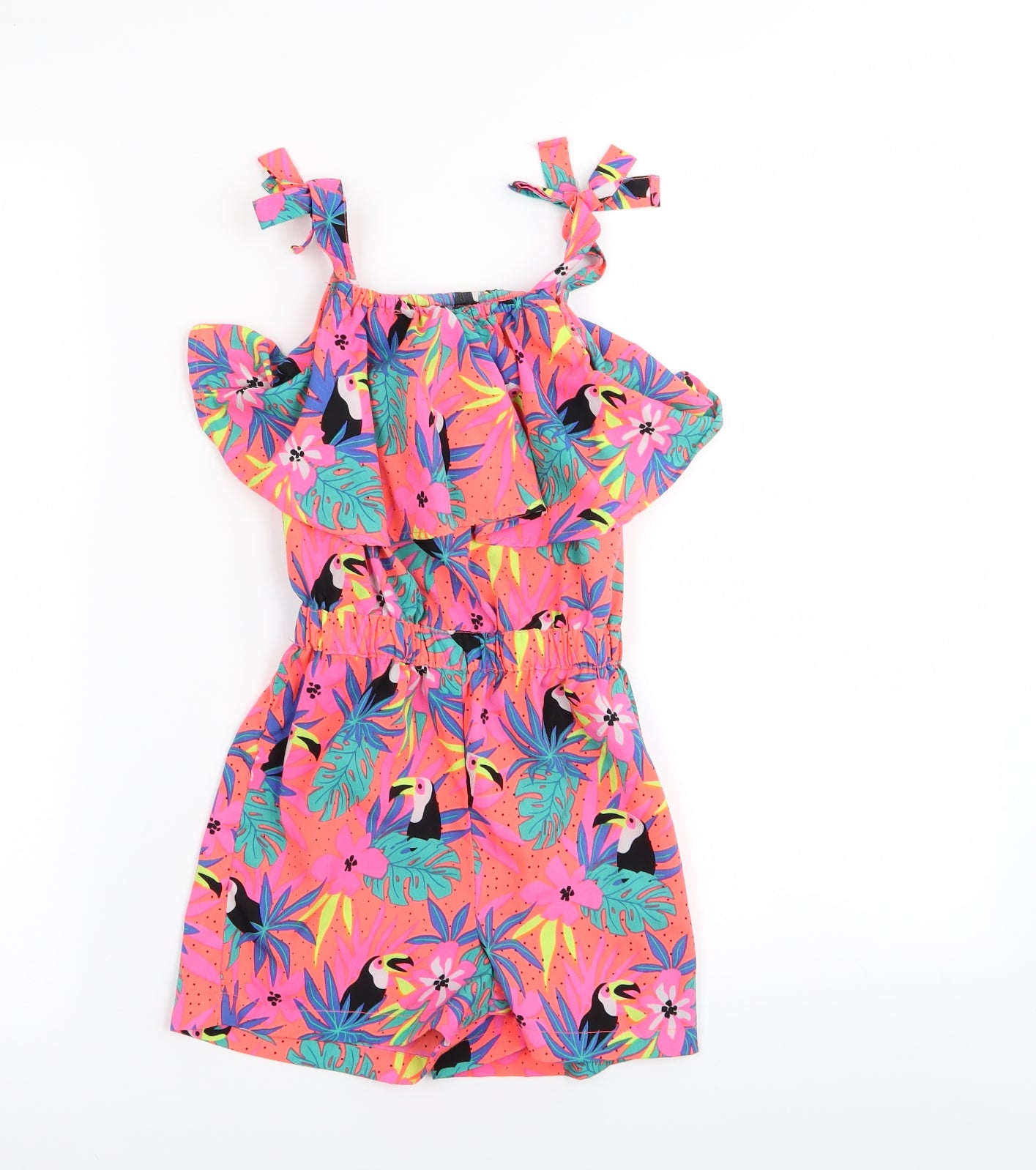 pep&co Girls Pink Animal Print  Playsuit One-Piece Size 6-7 Years