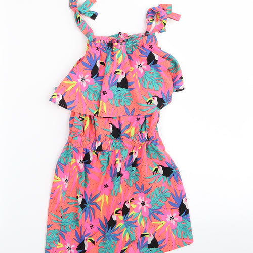pep&co Girls Pink Animal Print  Playsuit One-Piece Size 6-7 Years