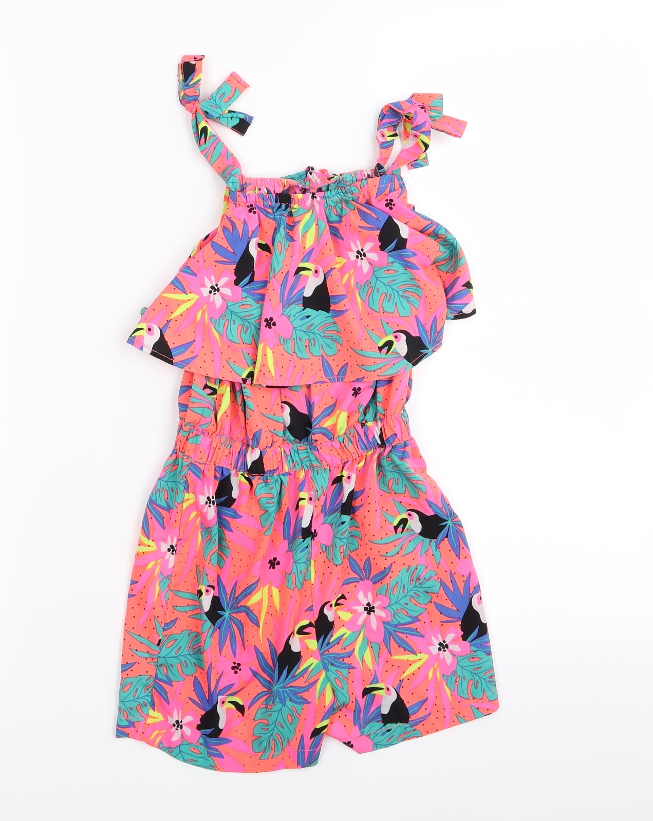 pep&co Girls Pink Animal Print  Playsuit One-Piece Size 6-7 Years