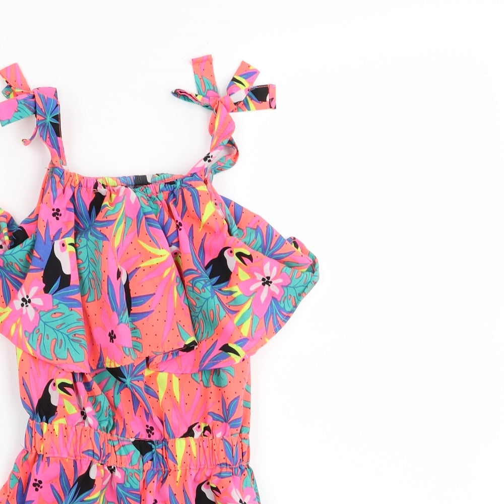 pep&co Girls Pink Animal Print  Playsuit One-Piece Size 6-7 Years