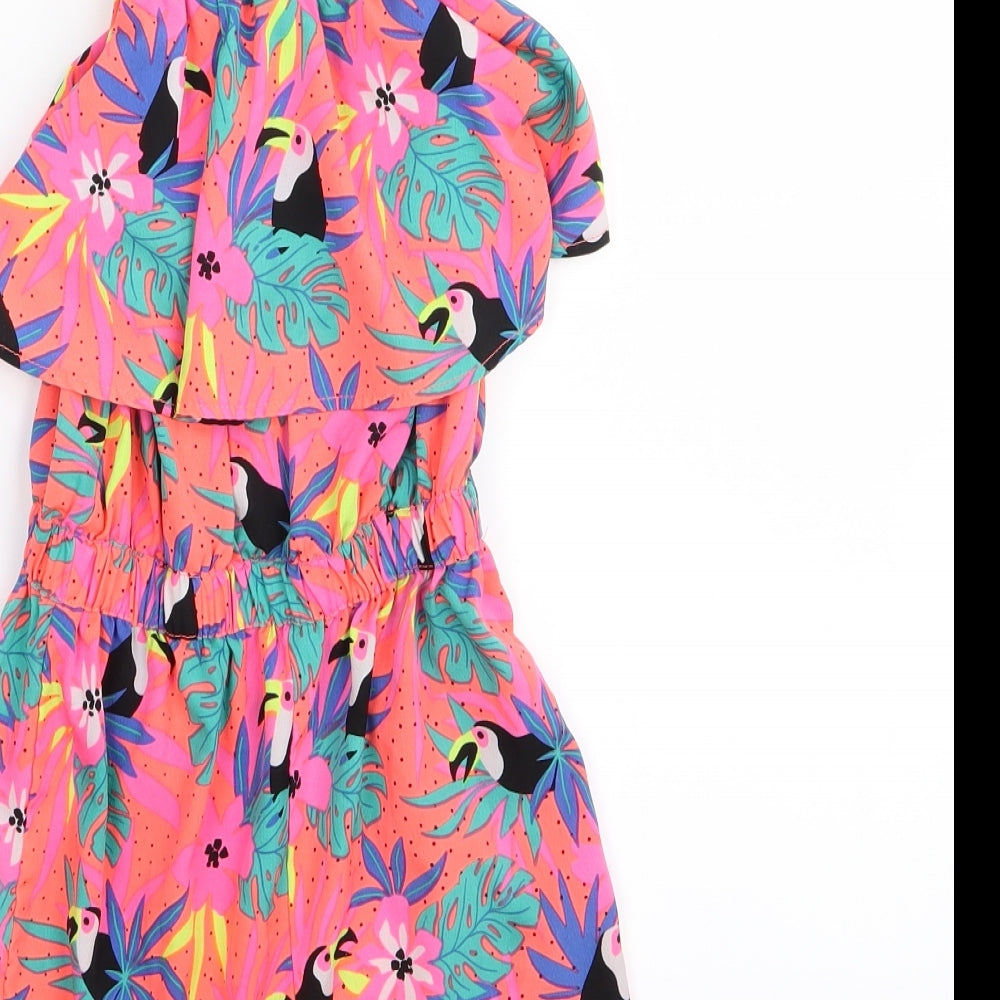 pep&co Girls Pink Animal Print  Playsuit One-Piece Size 6-7 Years