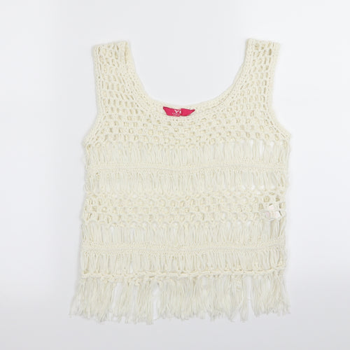 YD Girls White   Basic Tank Size 9-10 Years