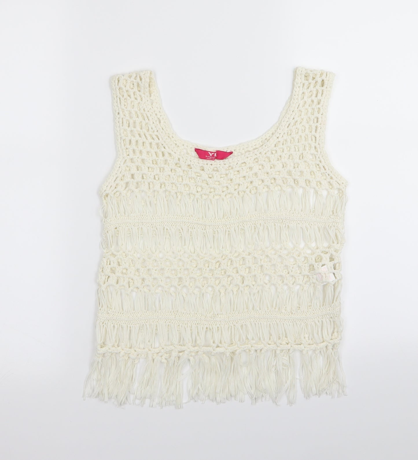 YD Girls White   Basic Tank Size 9-10 Years