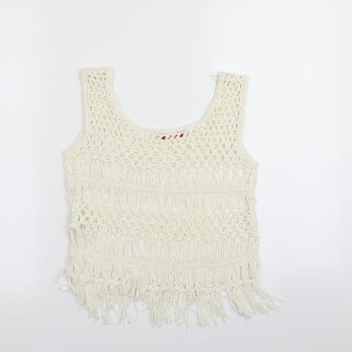 YD Girls White   Basic Tank Size 9-10 Years