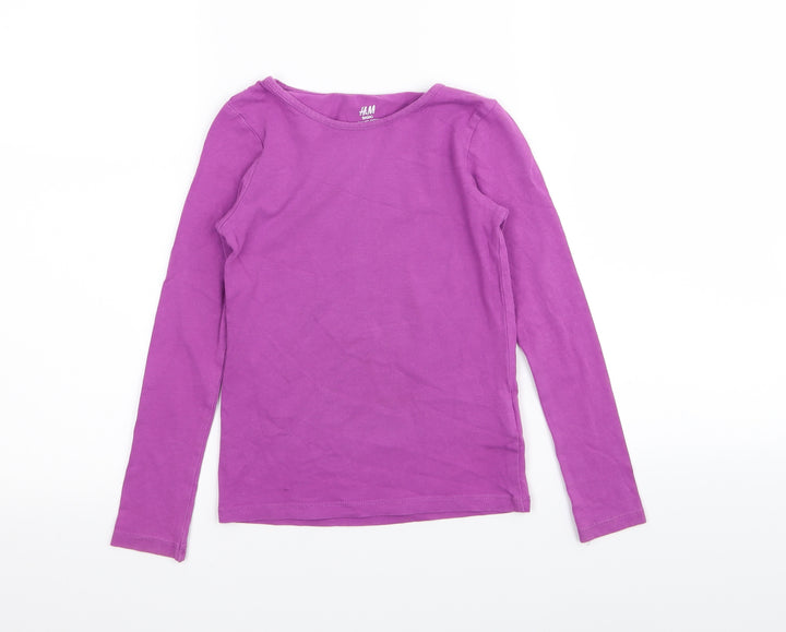 H&M Girls Purple Basic T-Shirt Size 7-8 Years