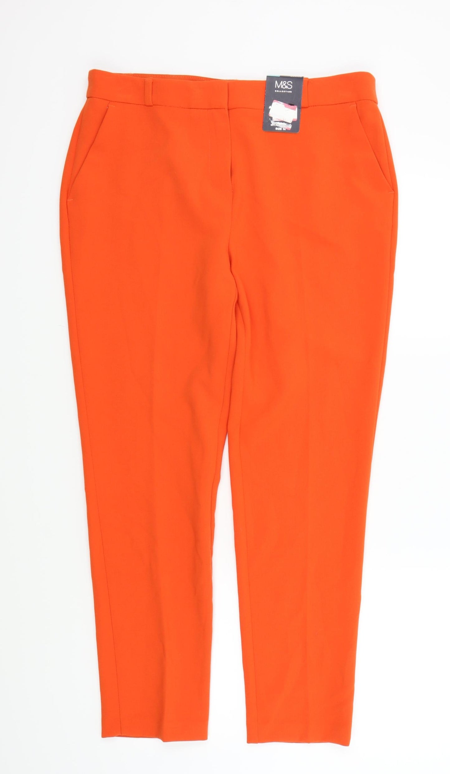 M&S Womens Orange   Trousers  Size 14 L27 in