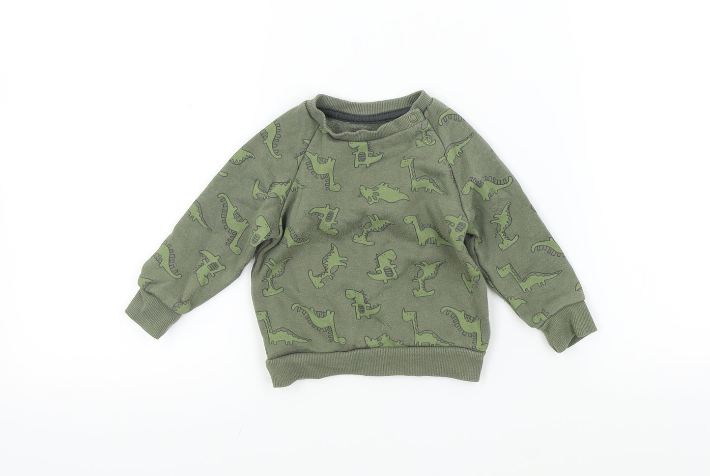 Primark Baby Green Colourblock  Pullover Jumper Size 6-9 Months  - dinasours