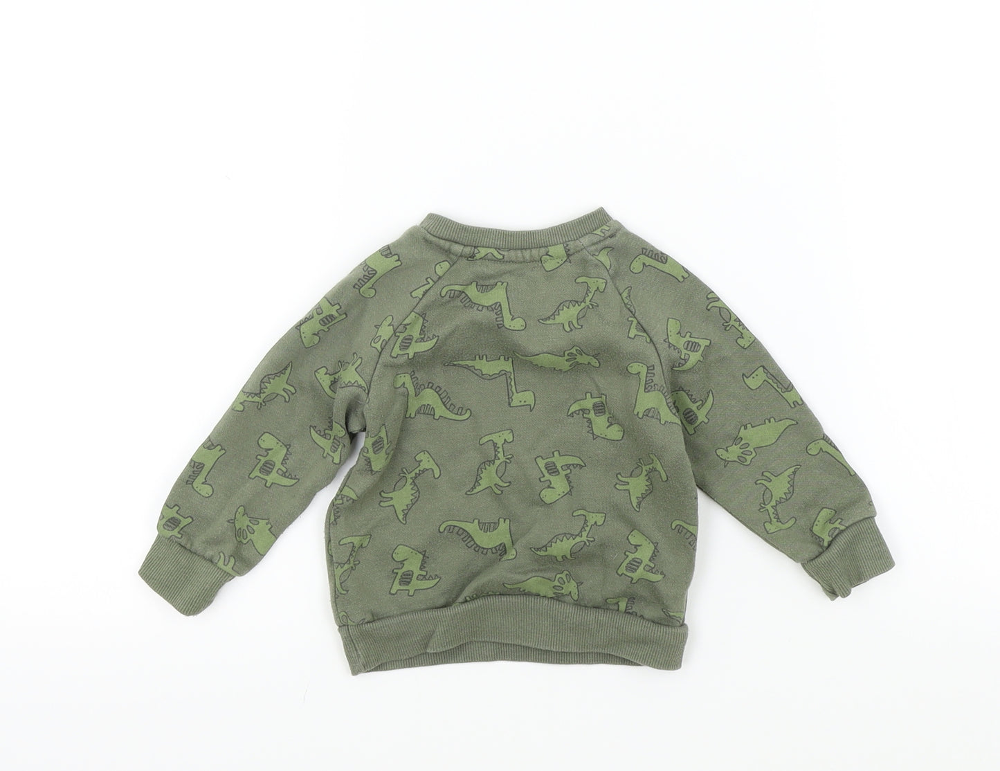 Primark Baby Green Colourblock  Pullover Jumper Size 6-9 Months  - dinasours