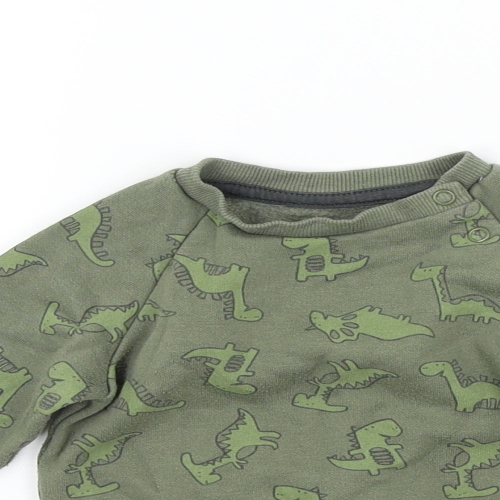 Primark Baby Green Colourblock  Pullover Jumper Size 6-9 Months  - dinasours