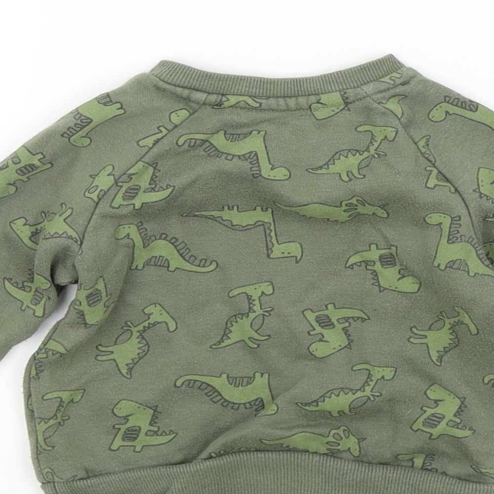 Primark Baby Green Colourblock  Pullover Jumper Size 6-9 Months  - dinasours