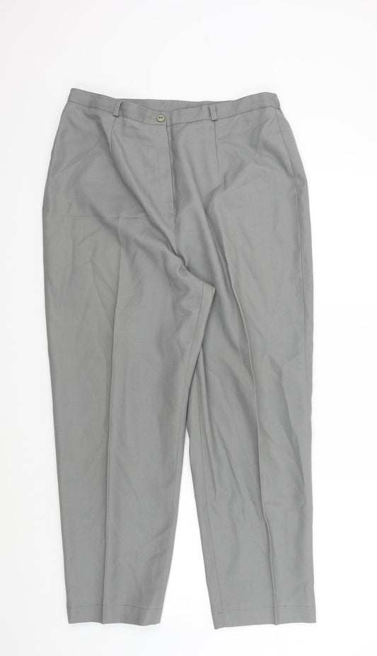 Front view of Vogue women’s grey trousers, size UK 18, 26-inch leg