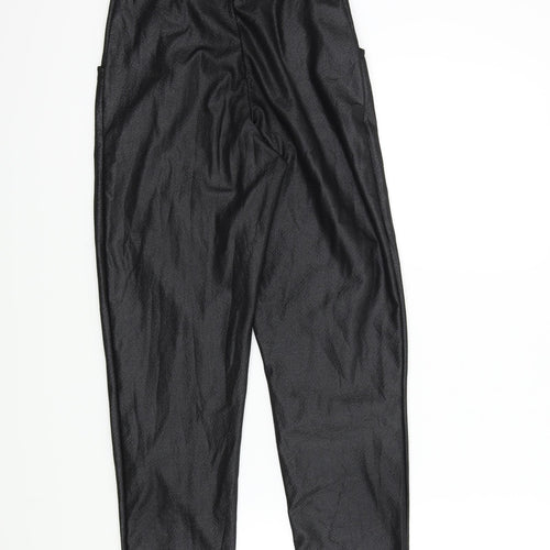 PRETTYLITTLETHING Womens Black   Trousers  Size 6 L25 in - Frill Detail