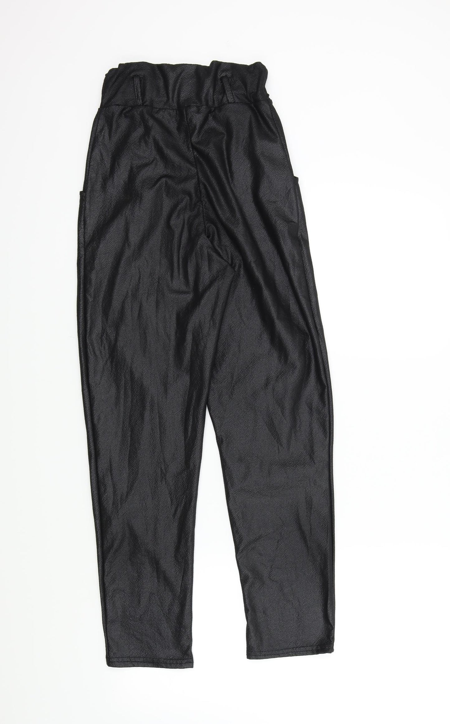 PRETTYLITTLETHING Womens Black   Trousers  Size 6 L25 in - Frill Detail