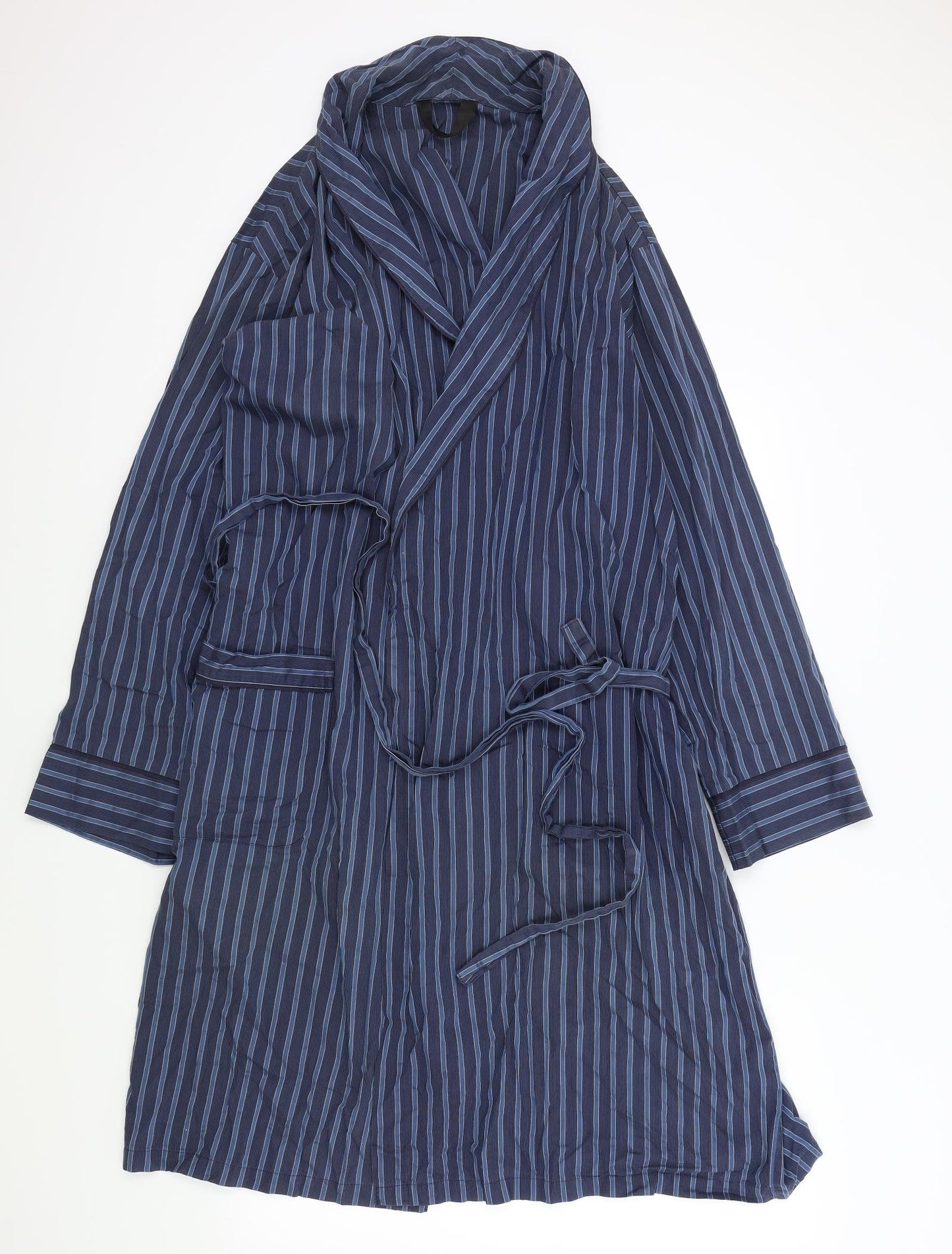 M&S Mens Blue Striped   Robe Size L