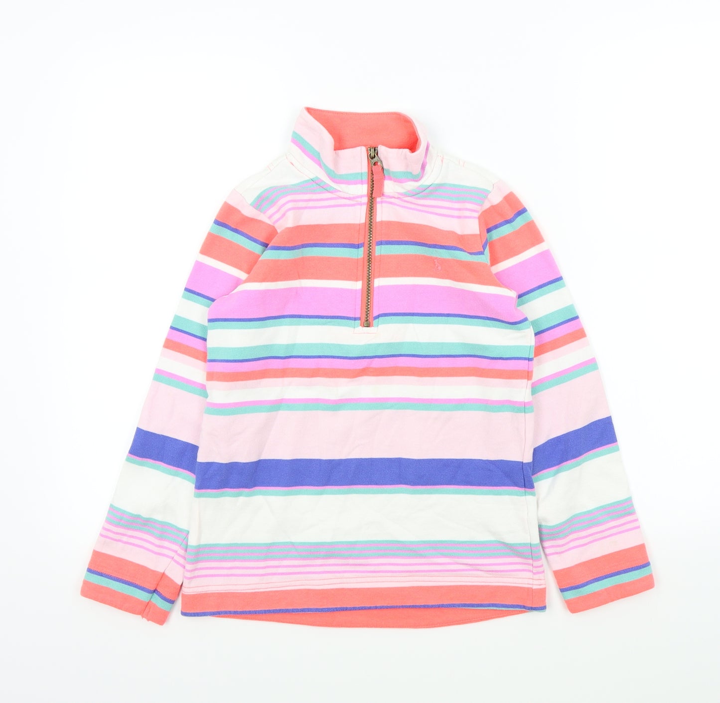 Joules Girls Multicoloured Striped  Henley Sweatshirt Size 10 Years