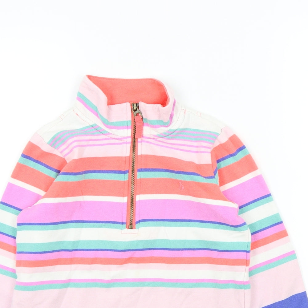 Joules Girls Multicoloured Striped  Henley Sweatshirt Size 10 Years