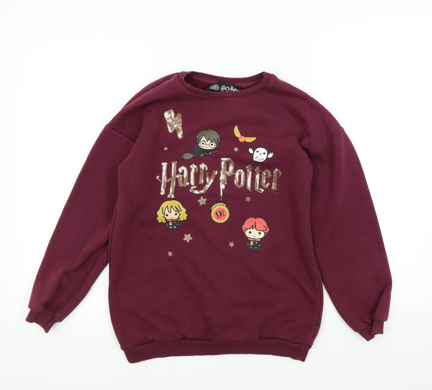 Harry Potter Girls Purple Colourblock  Pullover Jumper Size 11-12 Years
