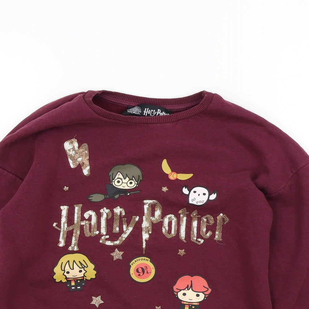 Harry Potter Girls Purple Colourblock  Pullover Jumper Size 11-12 Years