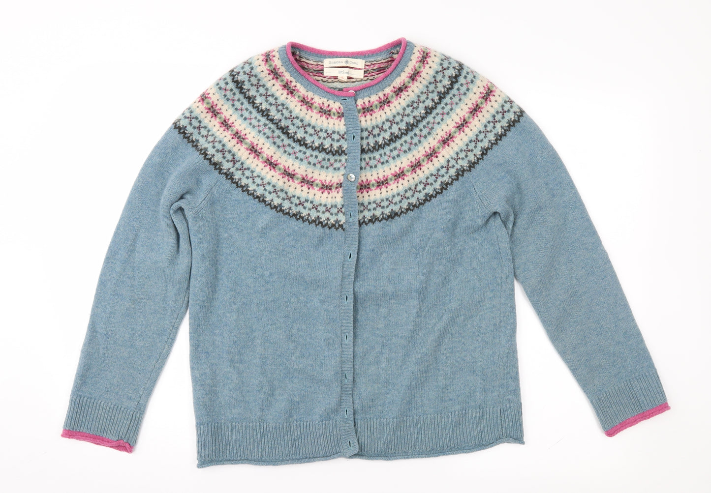 Beacan Cove Womens Blue Fair Isle  Cardigan Jumper Size 16