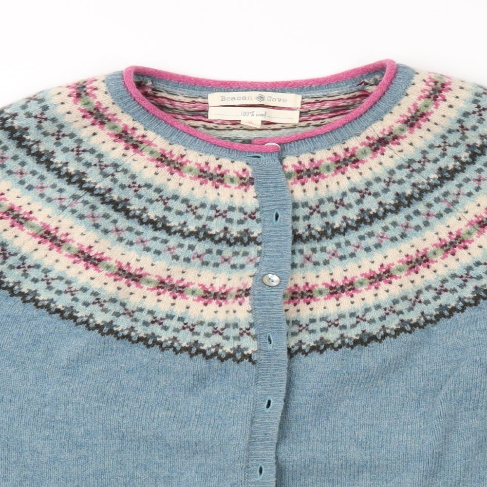 Beacan Cove Womens Blue Fair Isle  Cardigan Jumper Size 16
