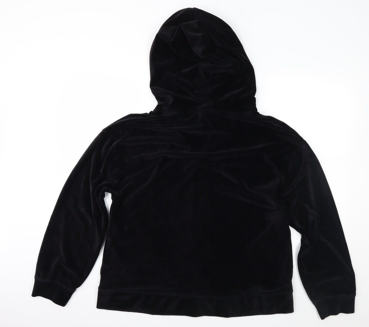 Nutmeg Womens Black  Velour Full Zip Hoodie Size 16
