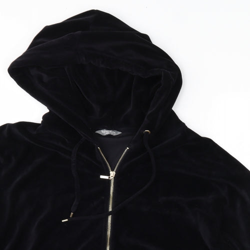Nutmeg Womens Black  Velour Full Zip Hoodie Size 16