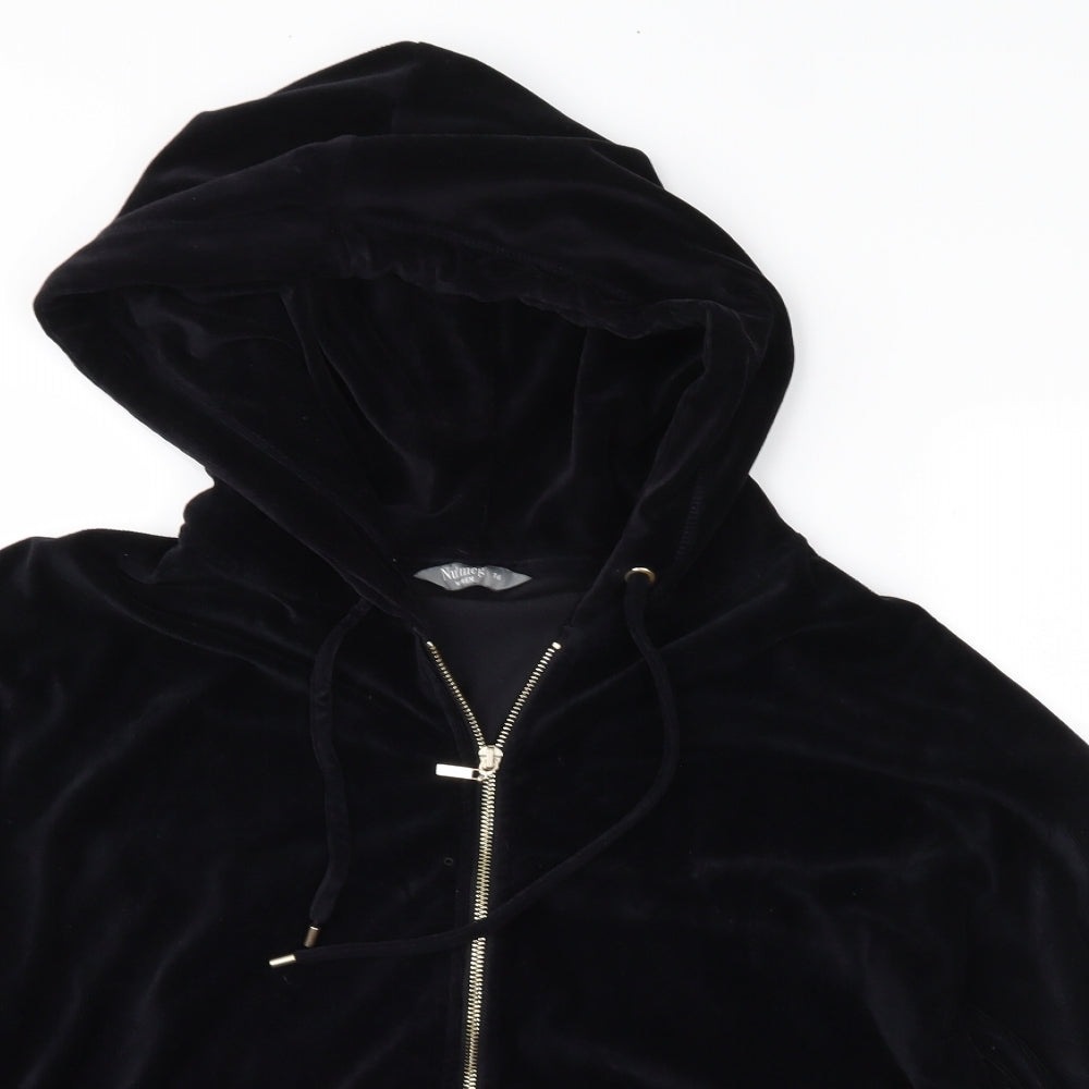 Nutmeg Womens Black  Velour Full Zip Hoodie Size 16