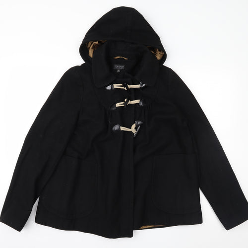 Topshop Womens Black   Overcoat Coat Size 10  - Duffle