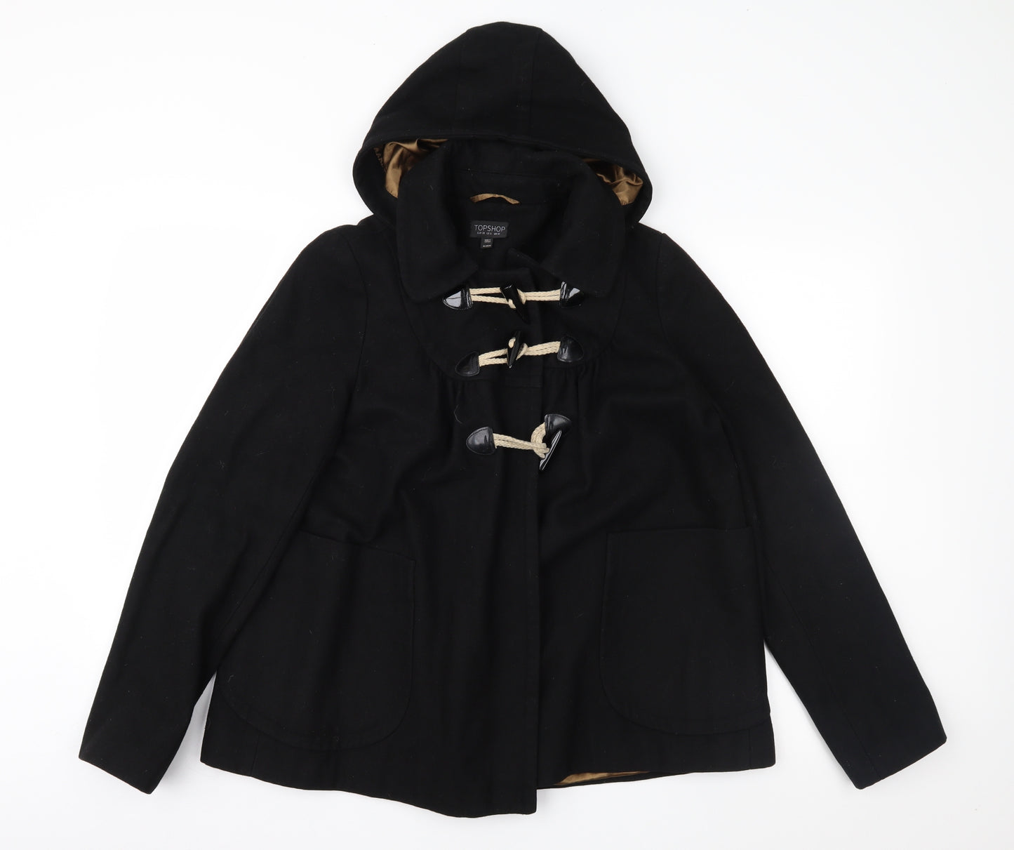 Topshop Womens Black   Overcoat Coat Size 10  - Duffle