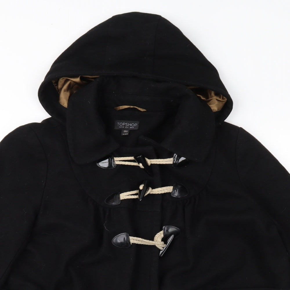 Topshop Womens Black   Overcoat Coat Size 10  - Duffle