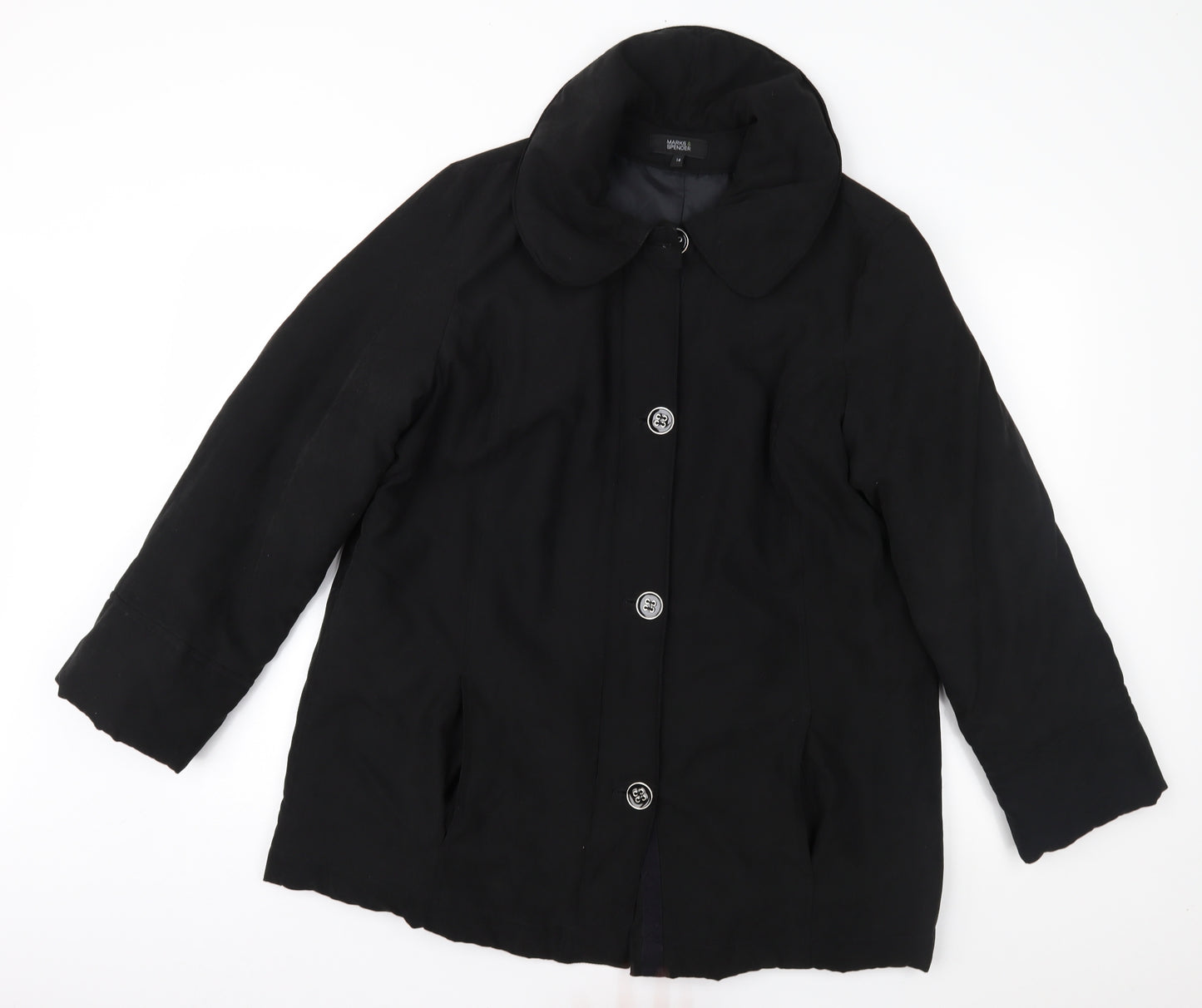 Marks and Spencer Womens Black   Overcoat Coat Size 14