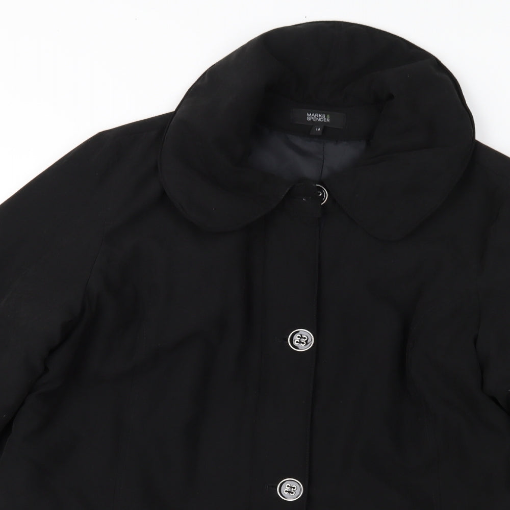 Marks and Spencer Womens Black   Overcoat Coat Size 14
