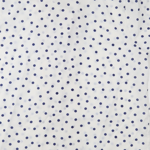 Features Womens White Polka Dot  Basic Button-Up Size 14
