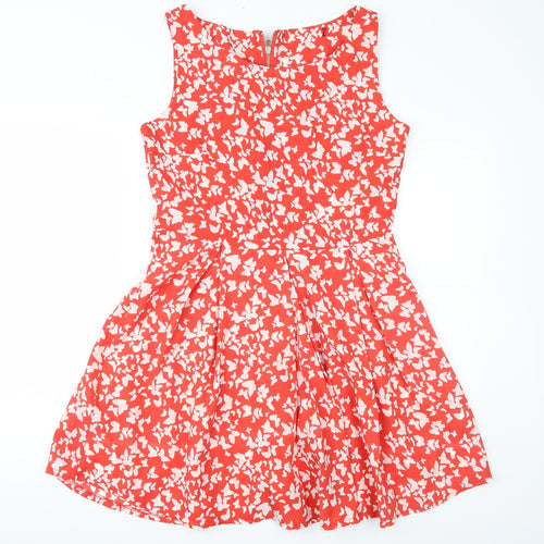 Preworn Womens Red Geometric  Fit & Flare  Size 12