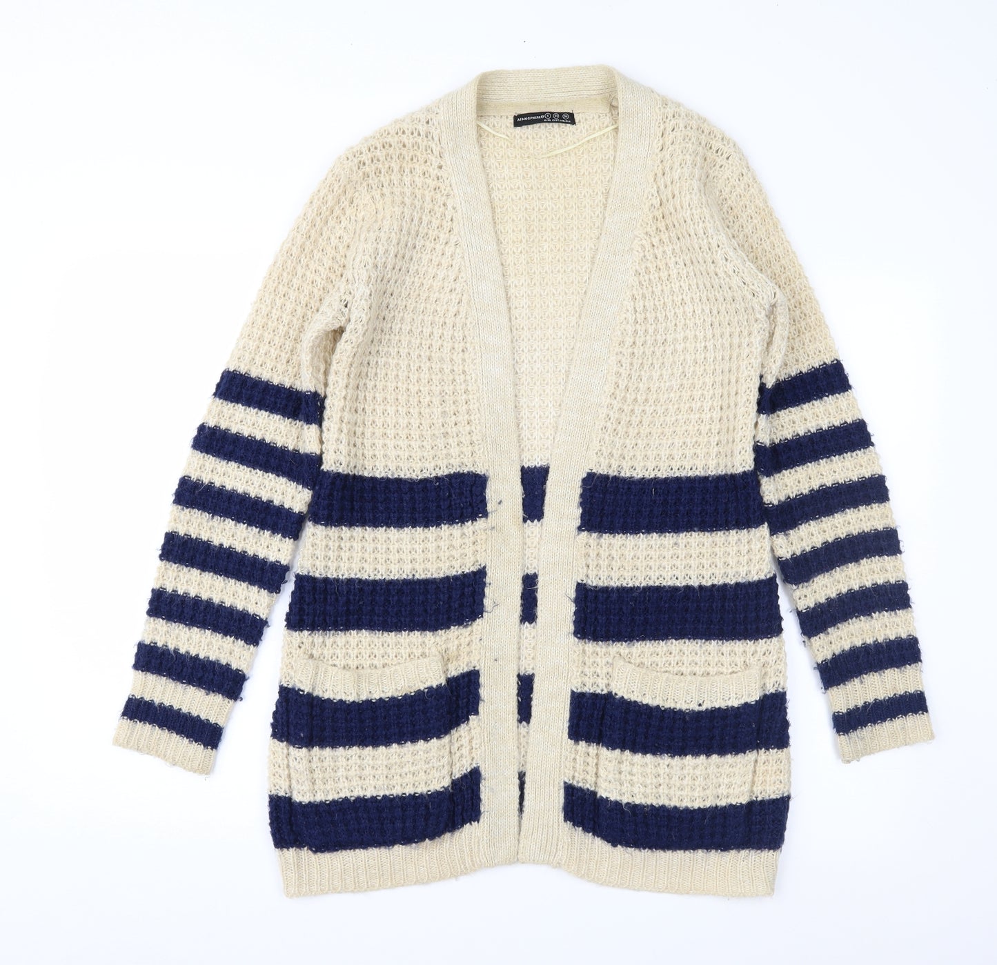Atmosphere Womens Beige Striped  Cardigan Jumper Size 8