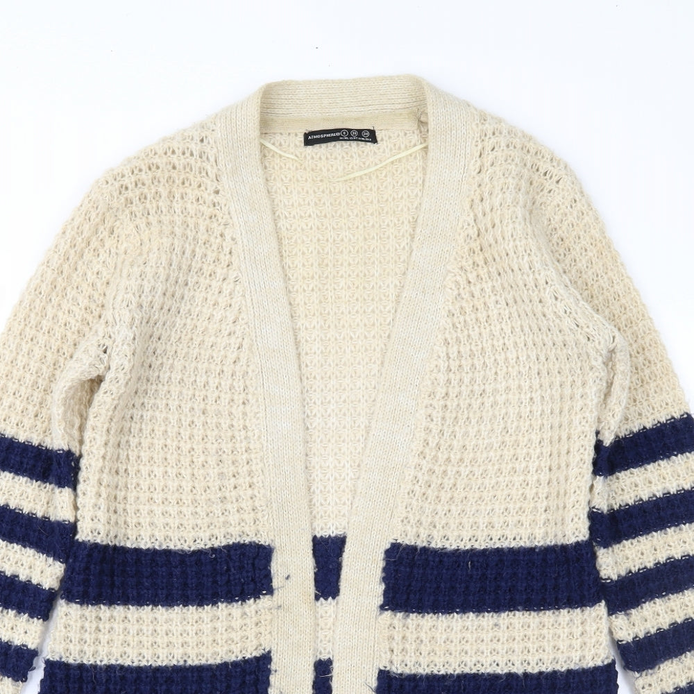 Atmosphere Womens Beige Striped  Cardigan Jumper Size 8