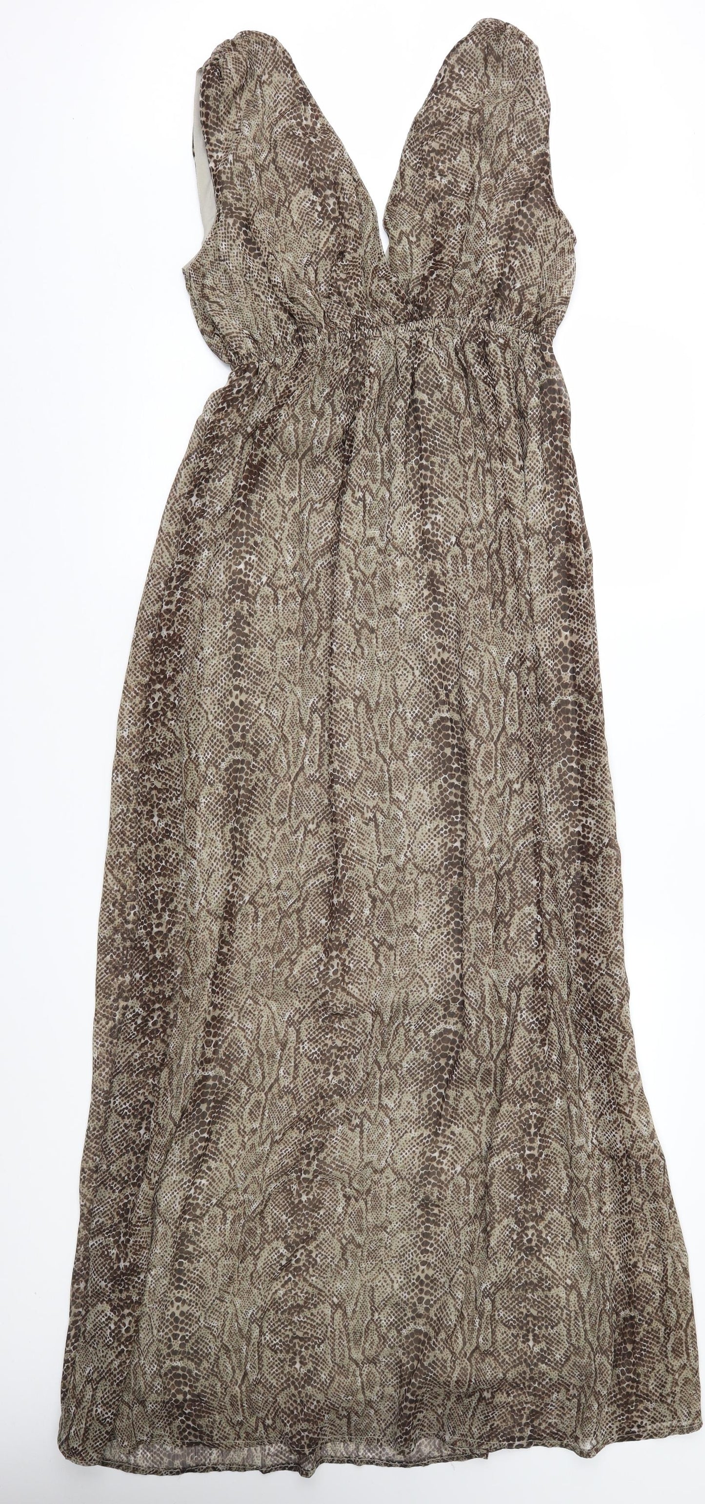 Beach Womens Brown Animal Print  Maxi  Size 10