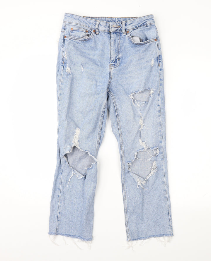 Topshop Womens Blue Denim Straight Jeans Size 28 in L30 in