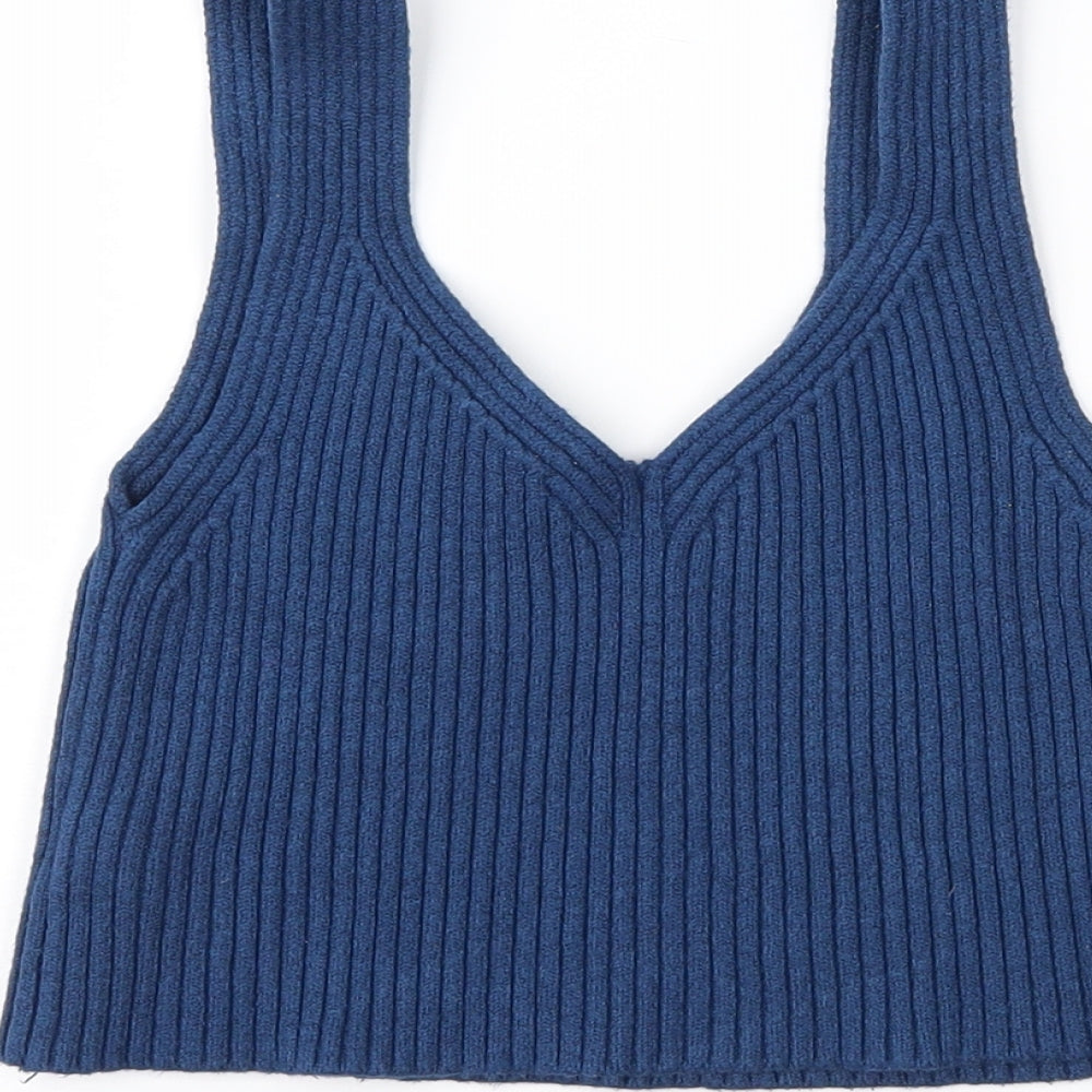 FOREVER 21 Womens Blue  Knit Cropped Tank Size S