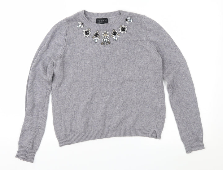 Topshop Womens Grey   Pullover Jumper Size 6